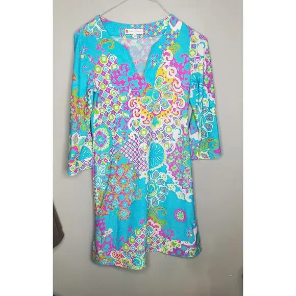 Jude Connally Colorful Printed Medallion Dress 3/4 Sleeves Women's Size Small - Picture 5 of 13